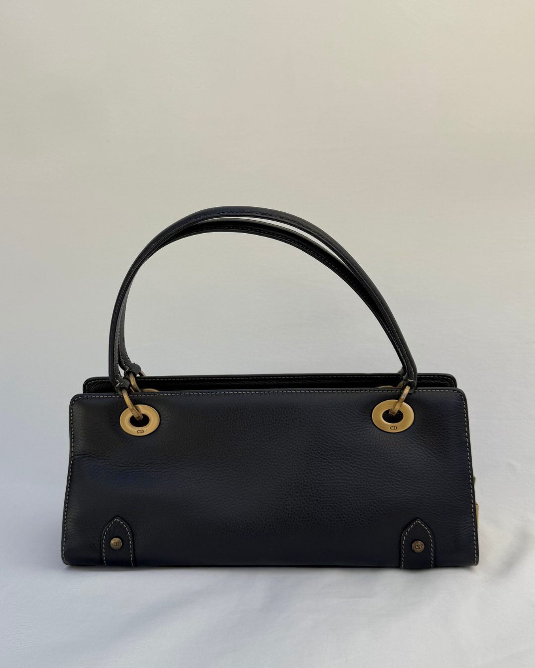 Christian Dior Vintage Lady Black Leather Shoulder Bag