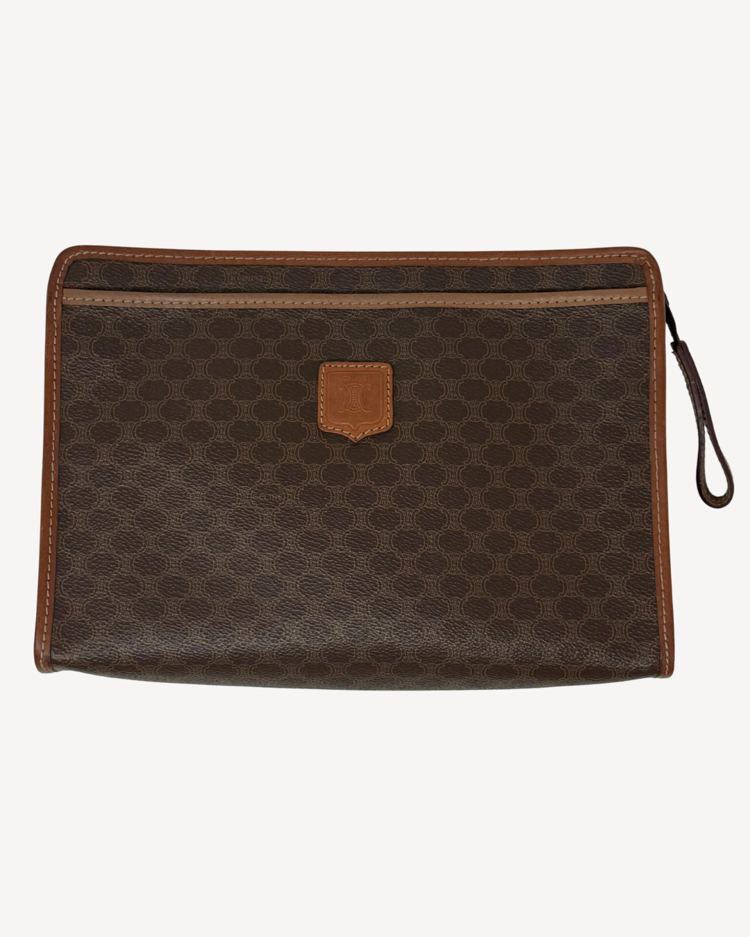 Celine Macadam Portfolio Vintage Brown Leather Clutch Bag