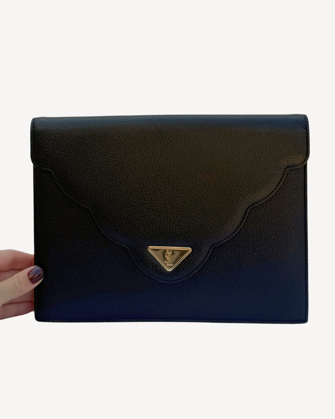 Yves Saint Laurent Rare Vintage Black Leather Clutch