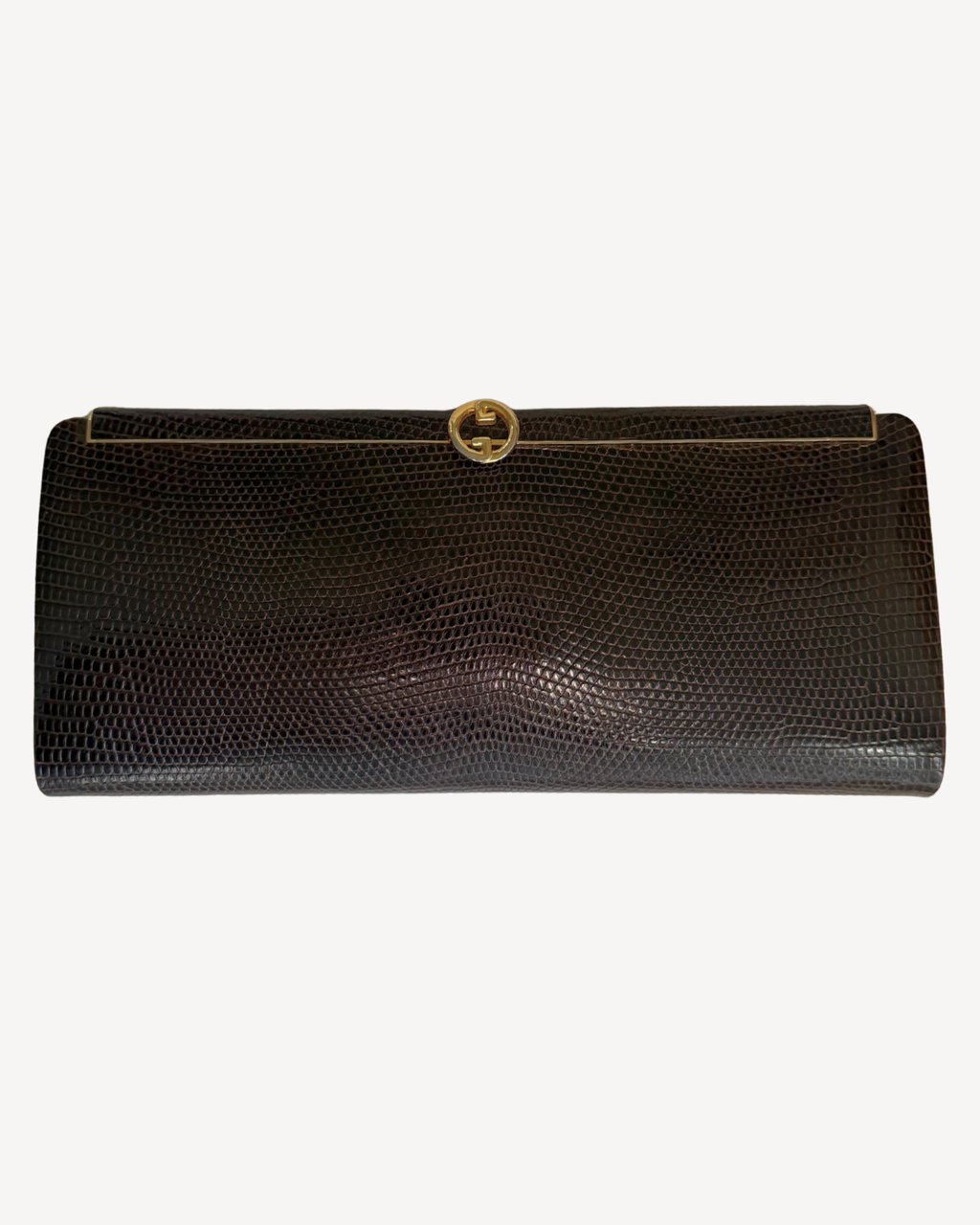 Gucci Vintage 1980's Brown Lizard Leather Clutch