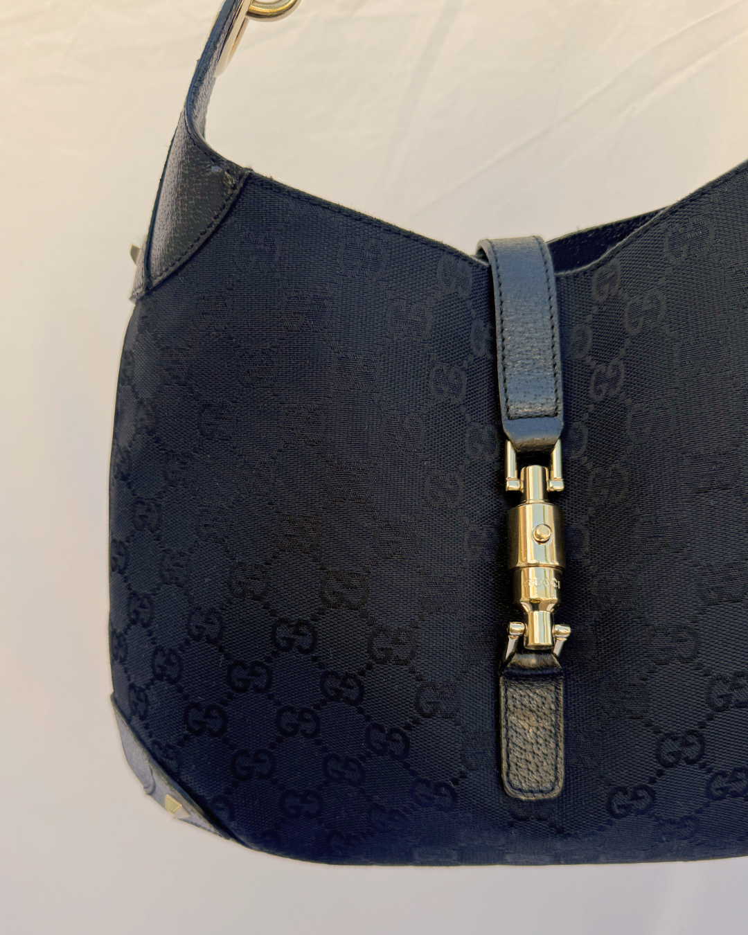 Gucci Vintage GG Canvas Jackie Hobo Black Handbag